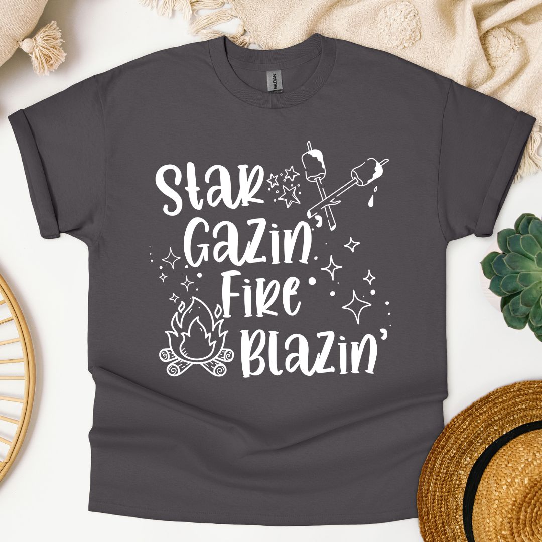 "Star Gazin' Fire Blazin'" T-Shirt - Outdoorsy, Camping, Nature Gift