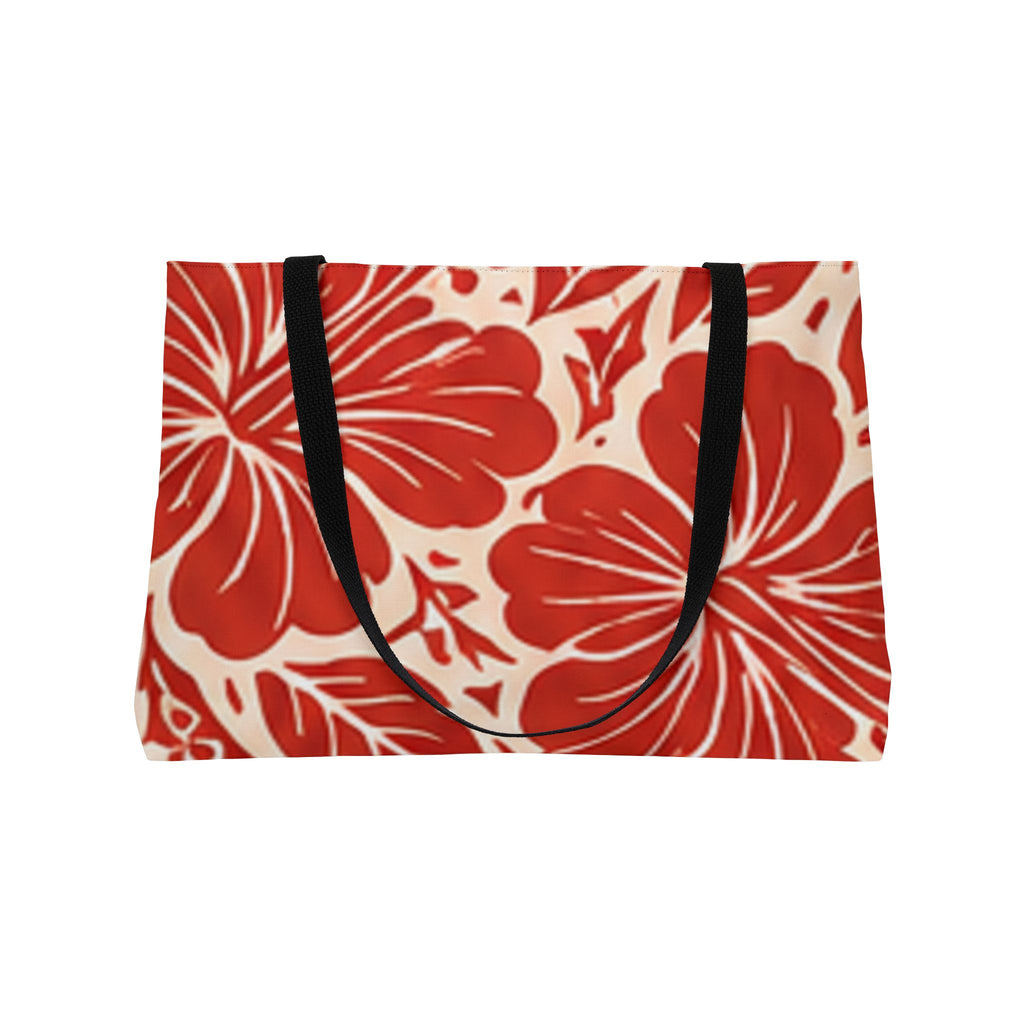 Weekender Tote Bag — Red Hibiscus Floral Beach Tote