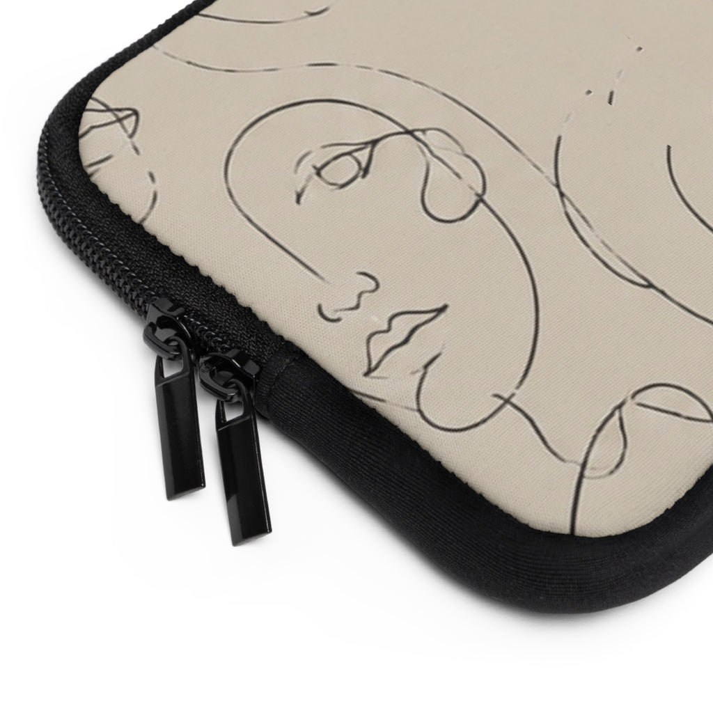Abstract Line Art Faces Laptop Sleeve