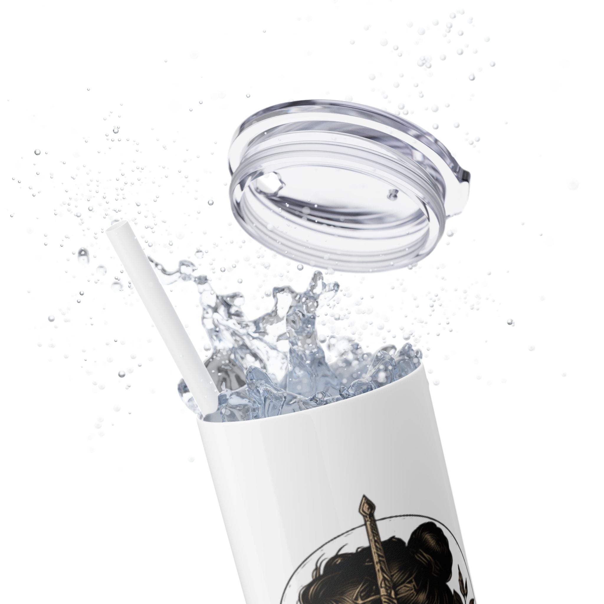 20oz Skinny Tumbler — “Built With Grace, Made of Steel” Warrior Woman Design