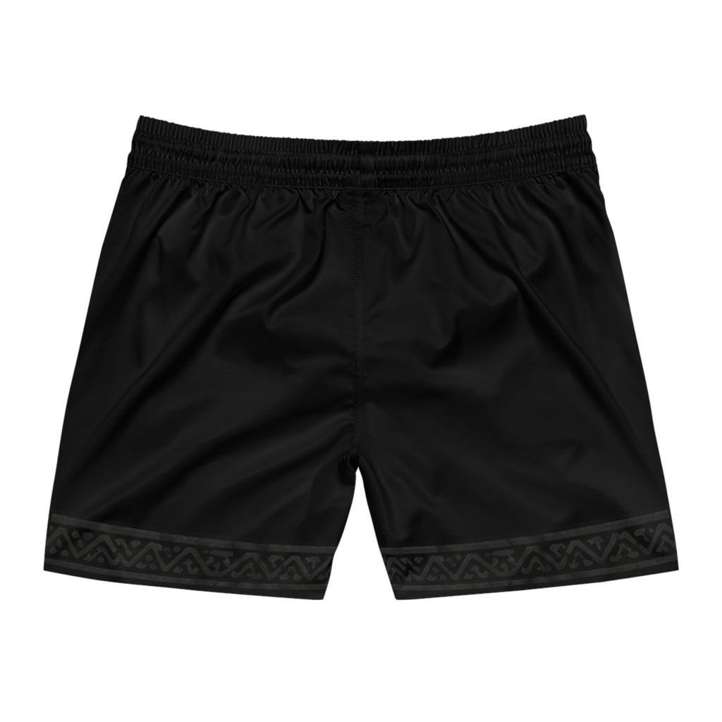 Island Warrior Tribal Mask Swim Shorts — Mid-Length Men’s Beach Trunks