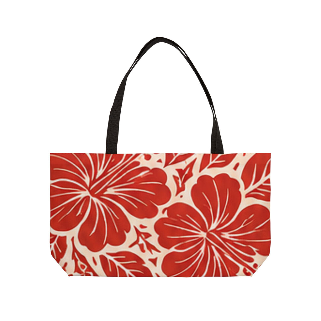Weekender Tote Bag — Red Hibiscus Floral Beach Tote