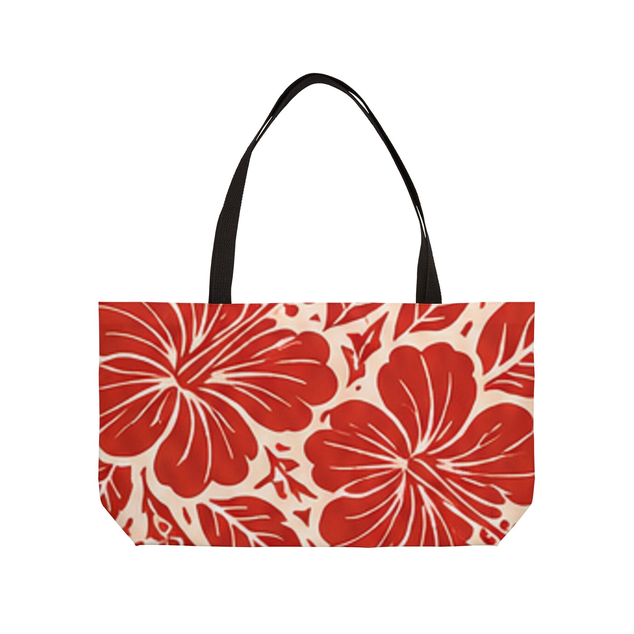 Weekender Tote Bag — Red Hibiscus Floral Beach Tote