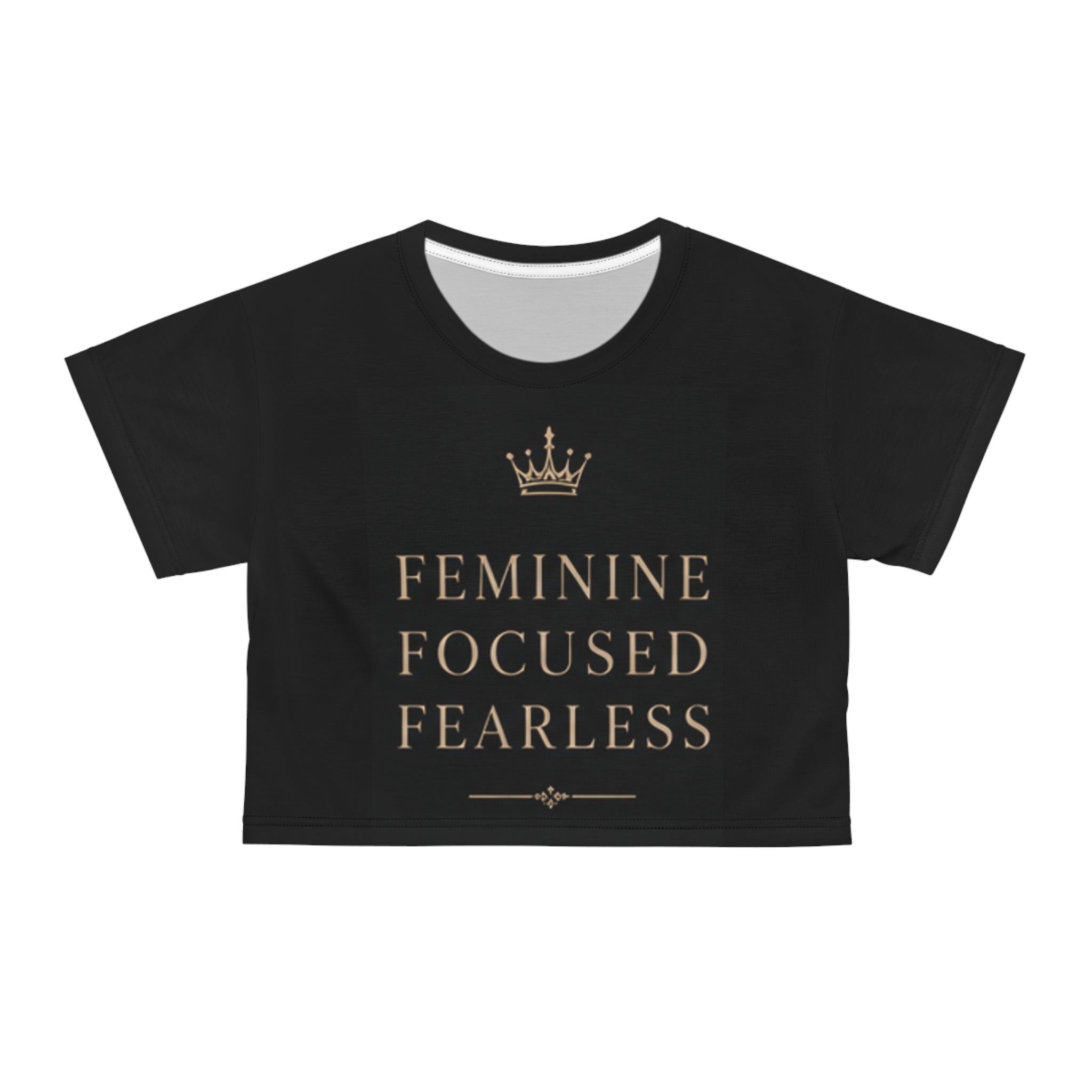 Feminine Focused Fearless Crop Tee — Empowerment Graphic Crop Top