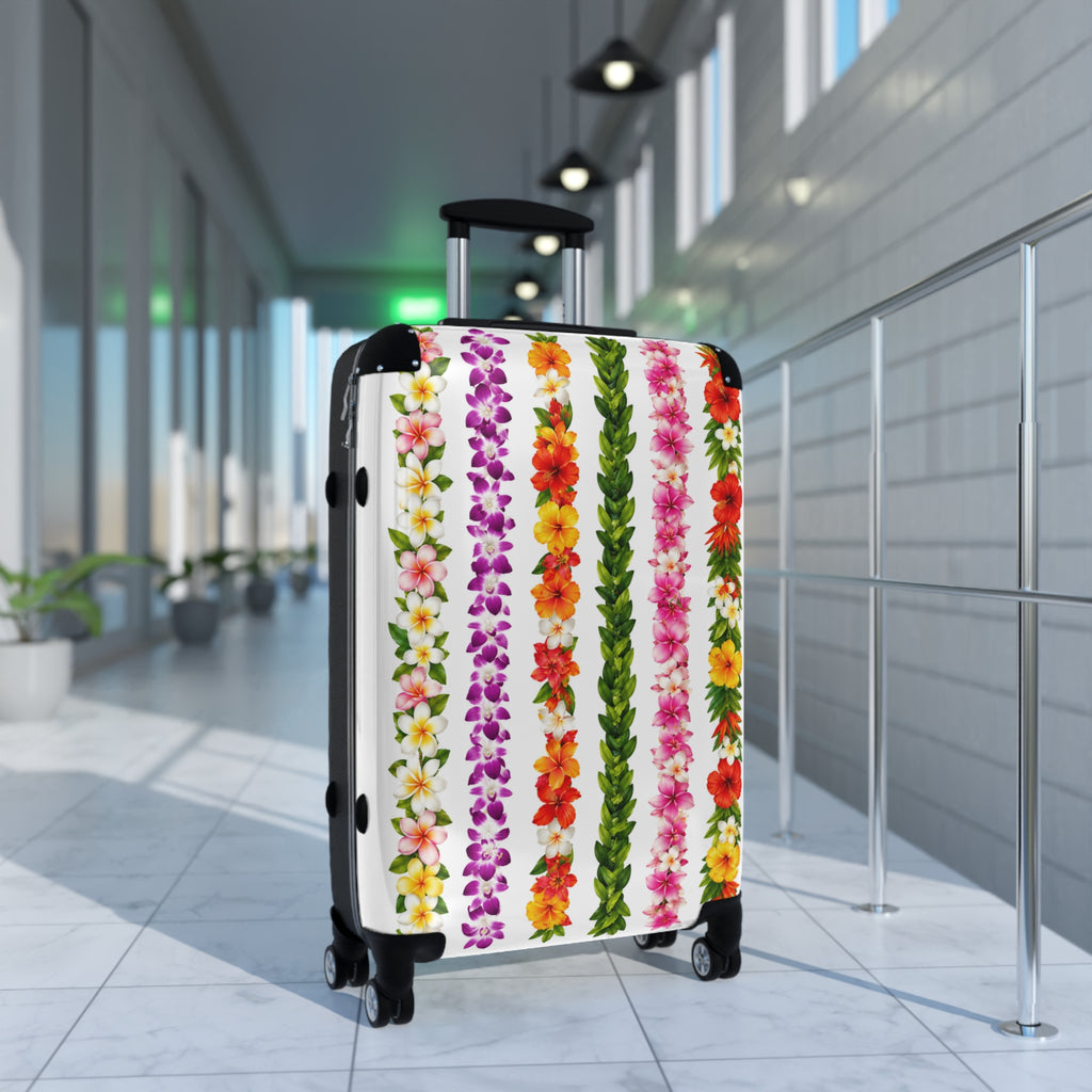 Hawaiian Lei Stripe Suitcase — Floral Travel Carry-On