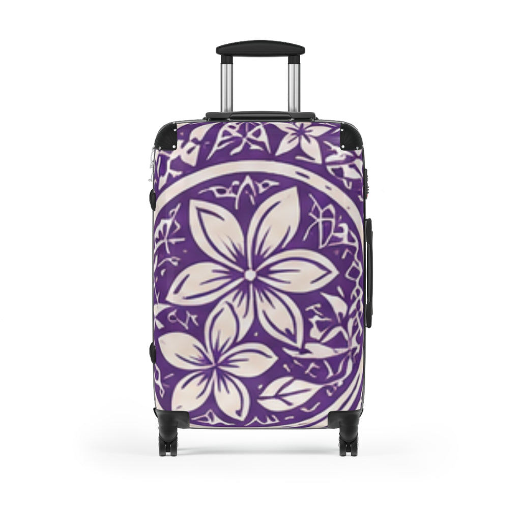 Purple Plumeria Suitcase — Tropical Plumeria Carry-On Luggage