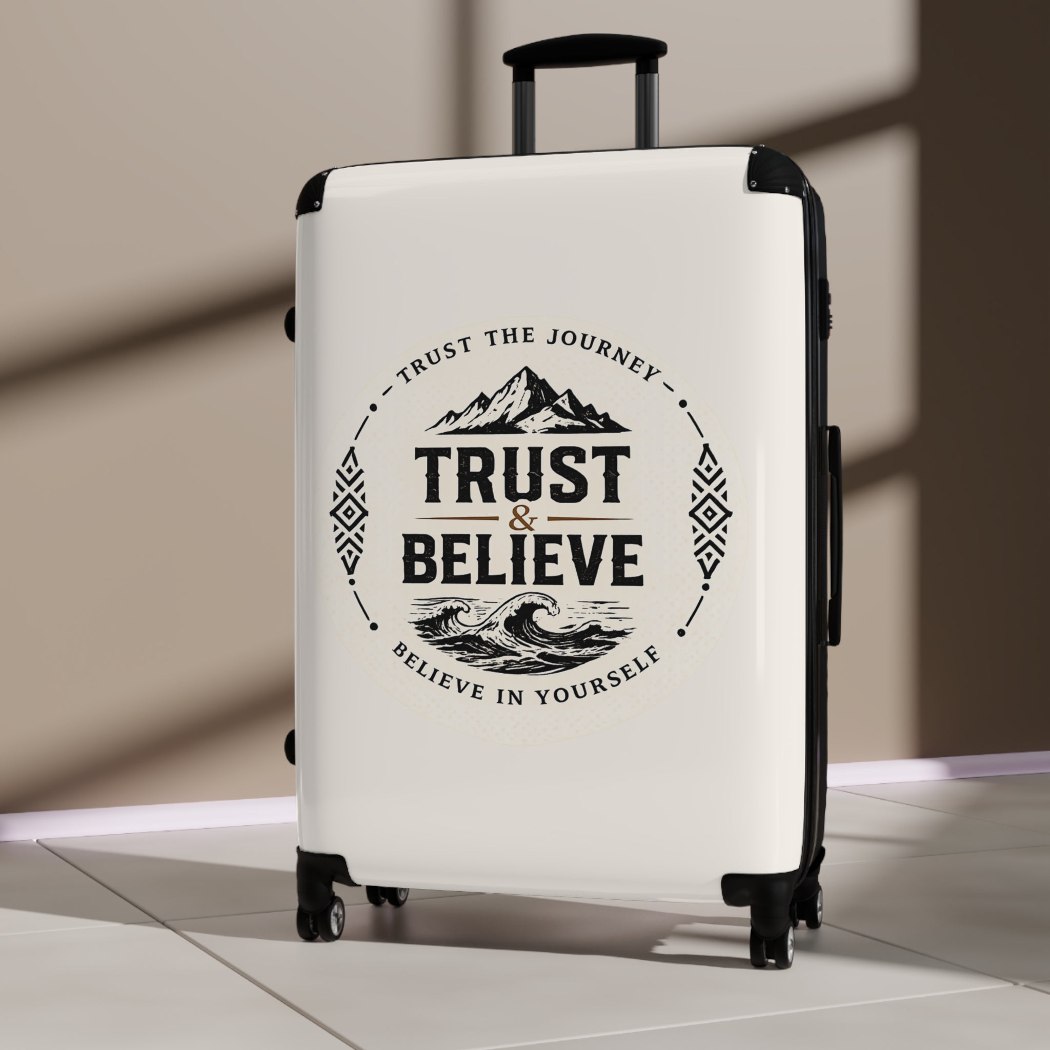 Trust & Believe Suitcase – Inspirational Travel Carry-On with 'Trust the Journey' Design