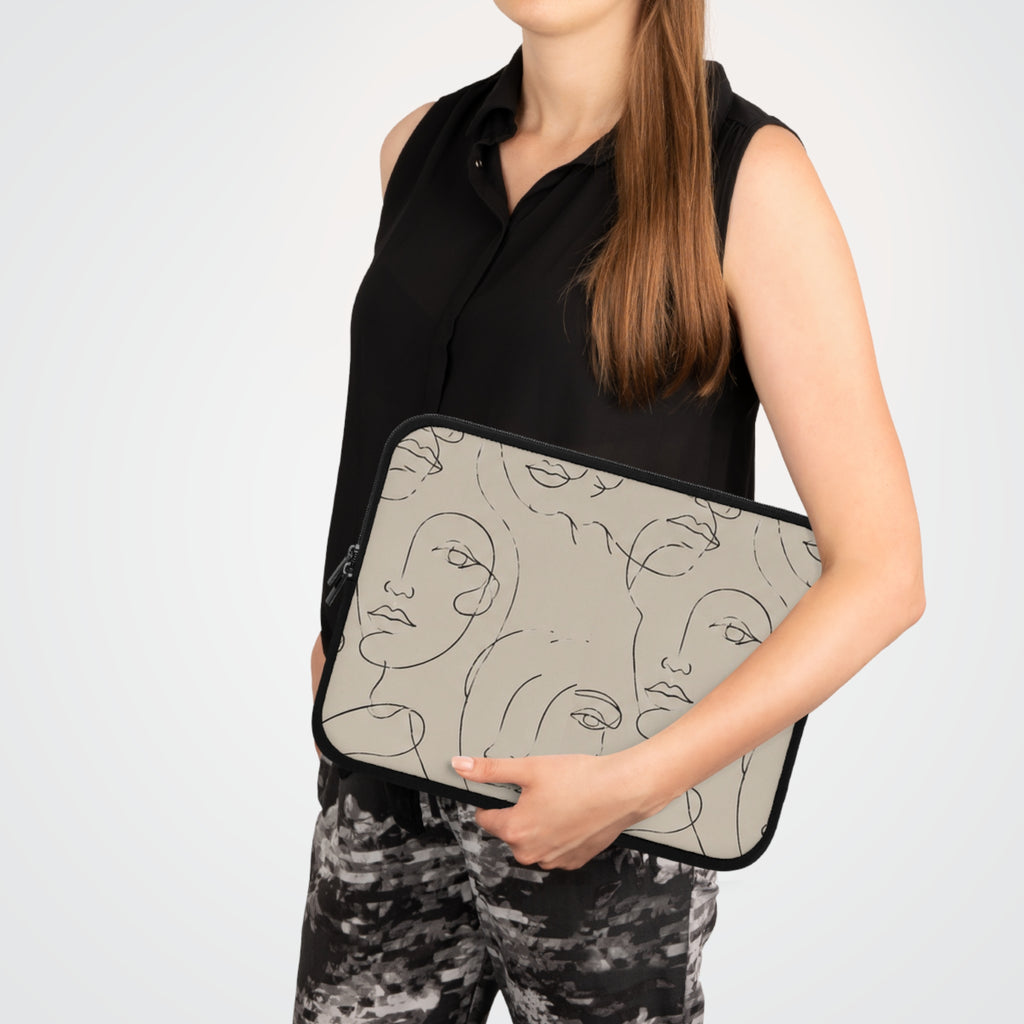 Abstract Line Art Faces Laptop Sleeve