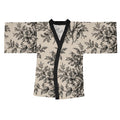 Floral Toile Kimono Robe — Long Sleeve Vintage Rose Lounge Jacket