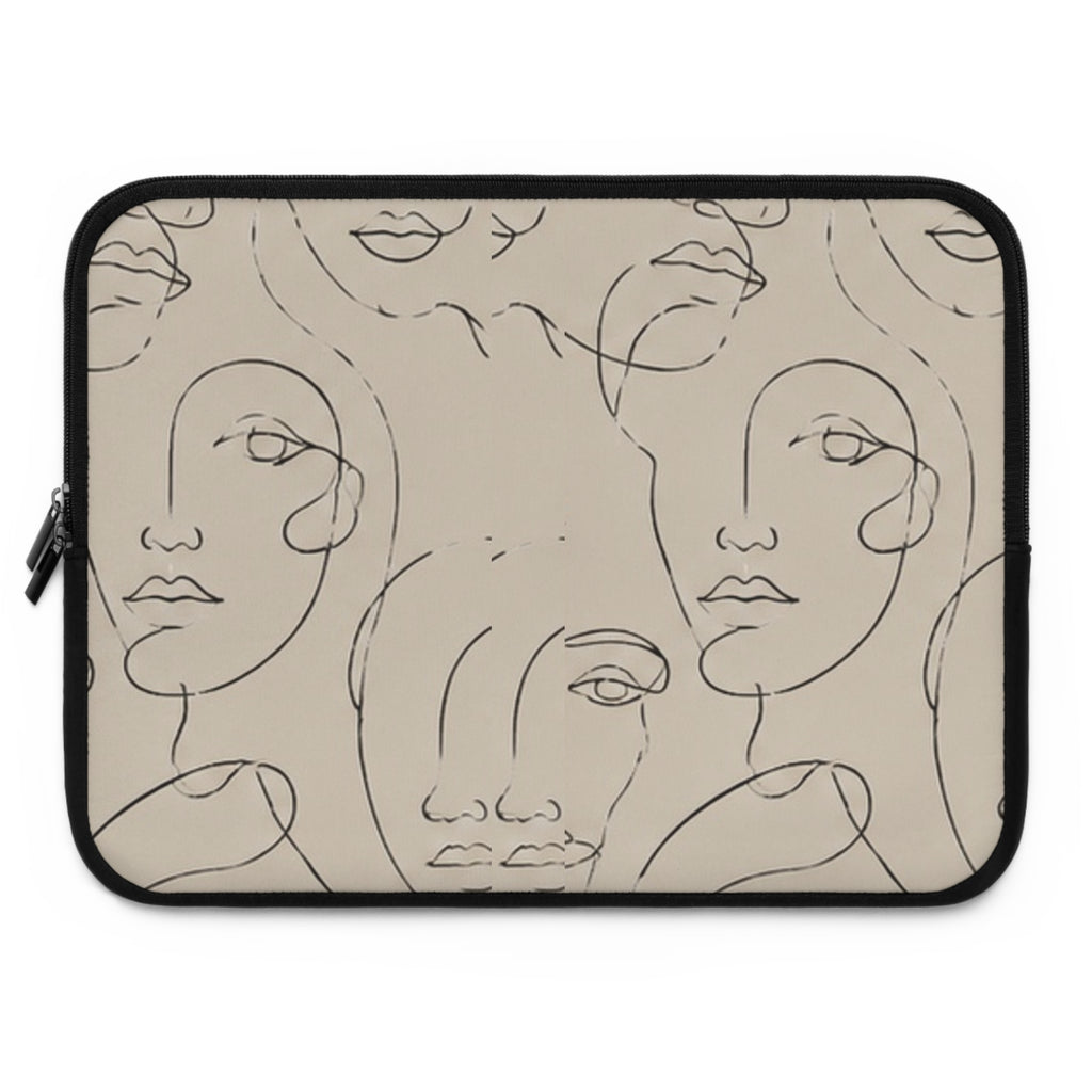 Abstract Line Art Faces Laptop Sleeve