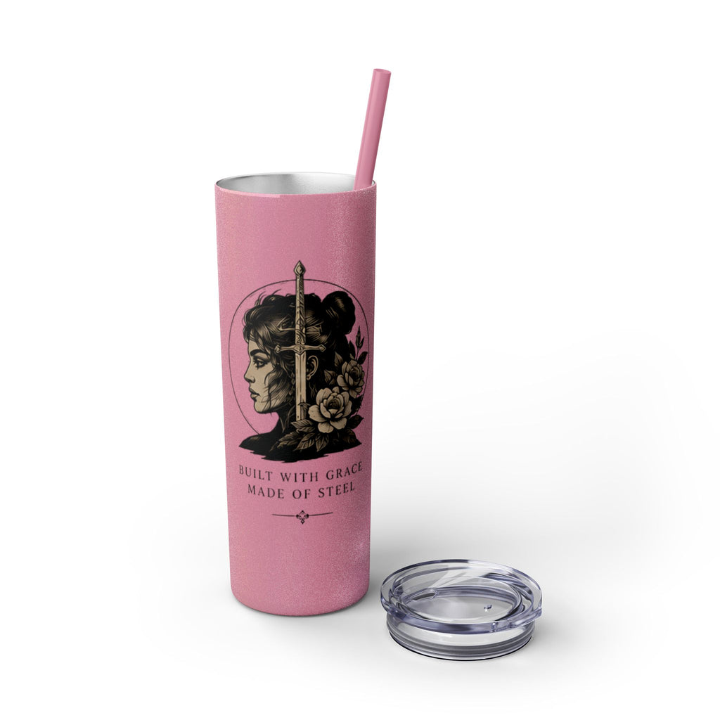 20oz Skinny Tumbler — “Built With Grace, Made of Steel” Warrior Woman Design