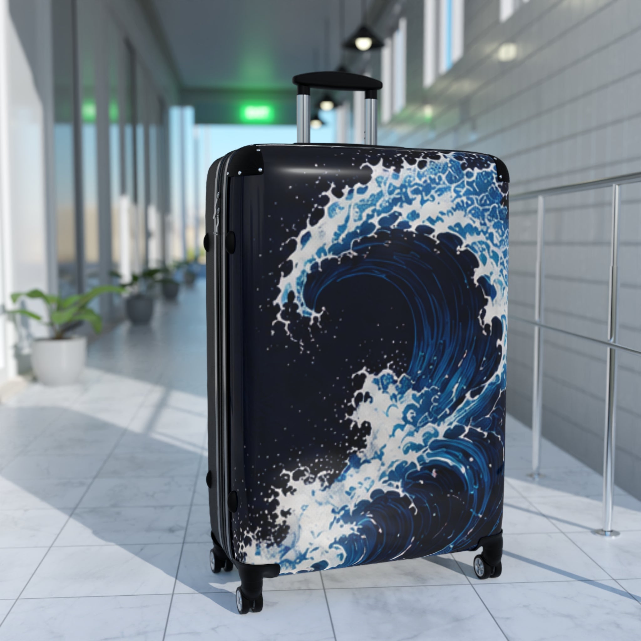 Hawaii Ocean Current Suitcase — Tropical Wave Travel Luggage