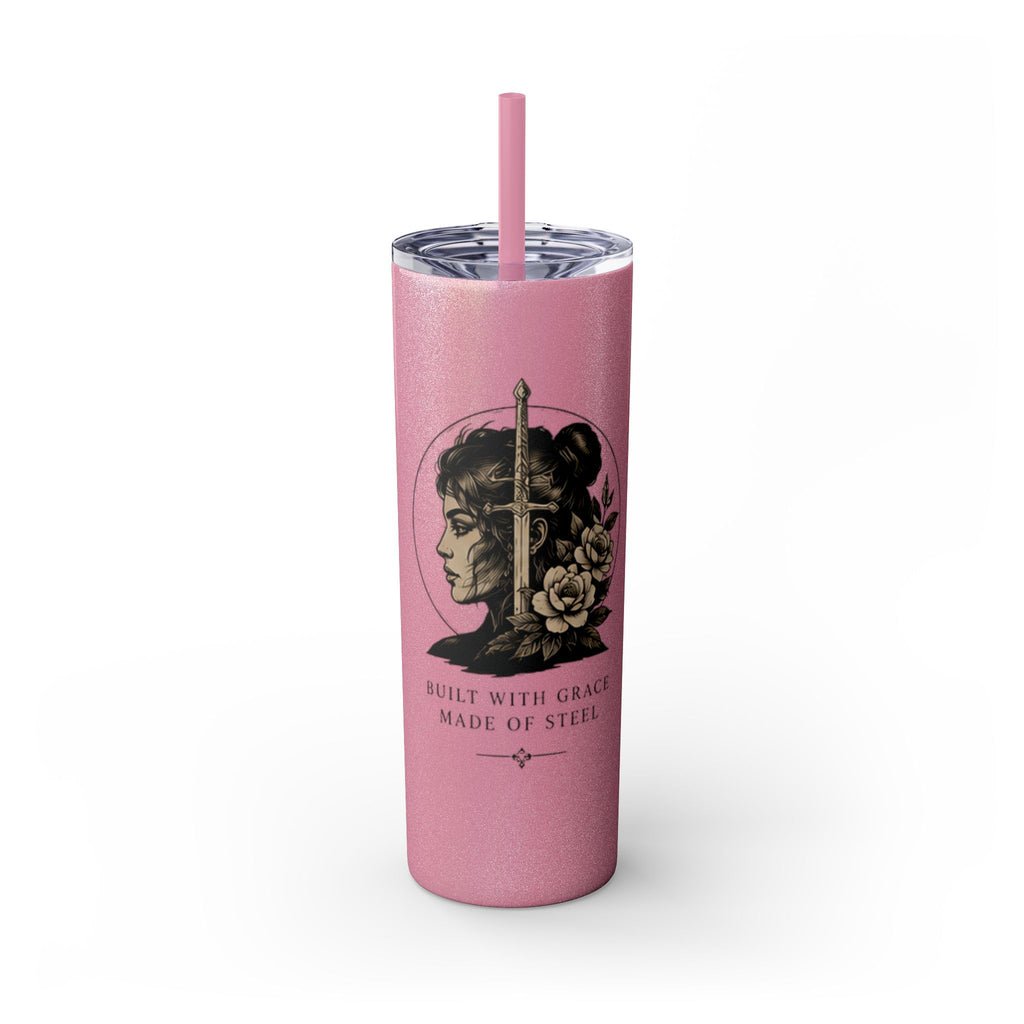 20oz Skinny Tumbler — “Built With Grace, Made of Steel” Warrior Woman Design