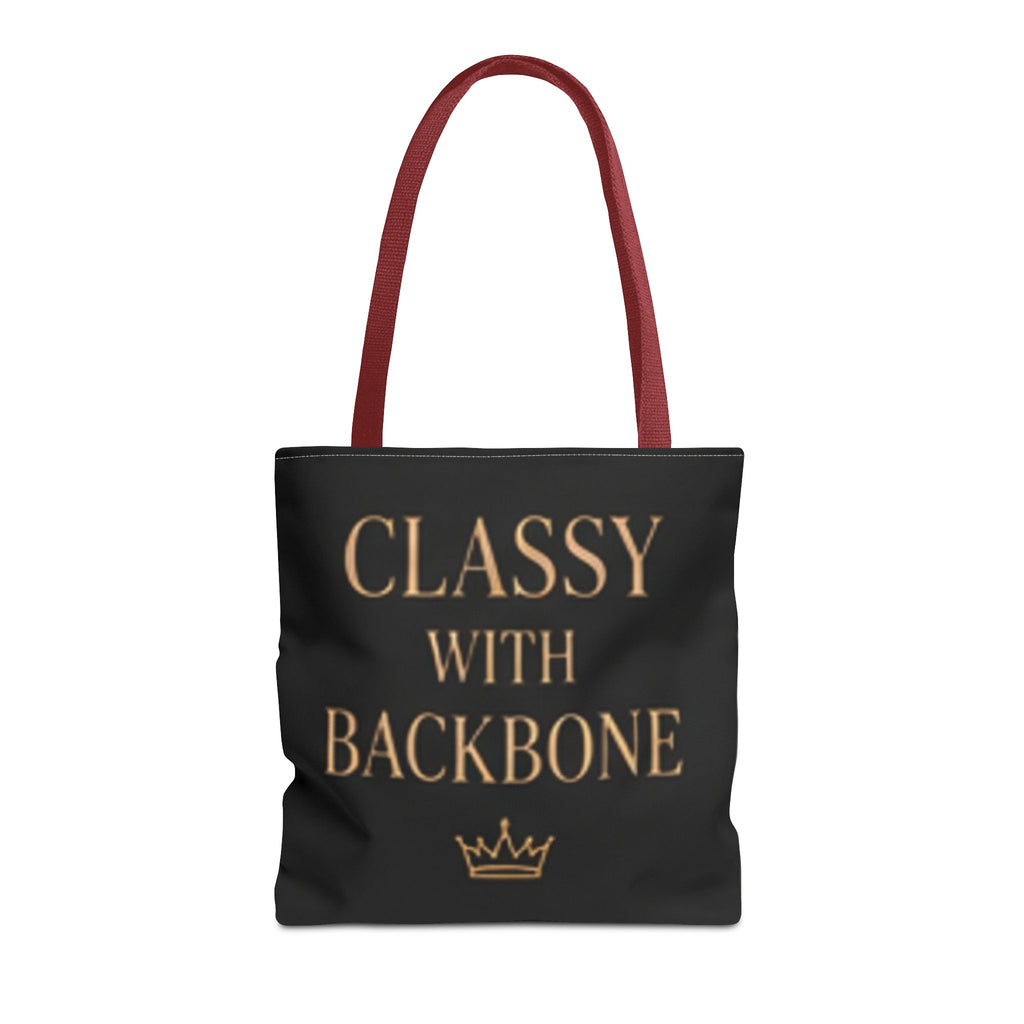 Classy With Backbone Tote Bag — Empowering Black & Gold Statement Tote