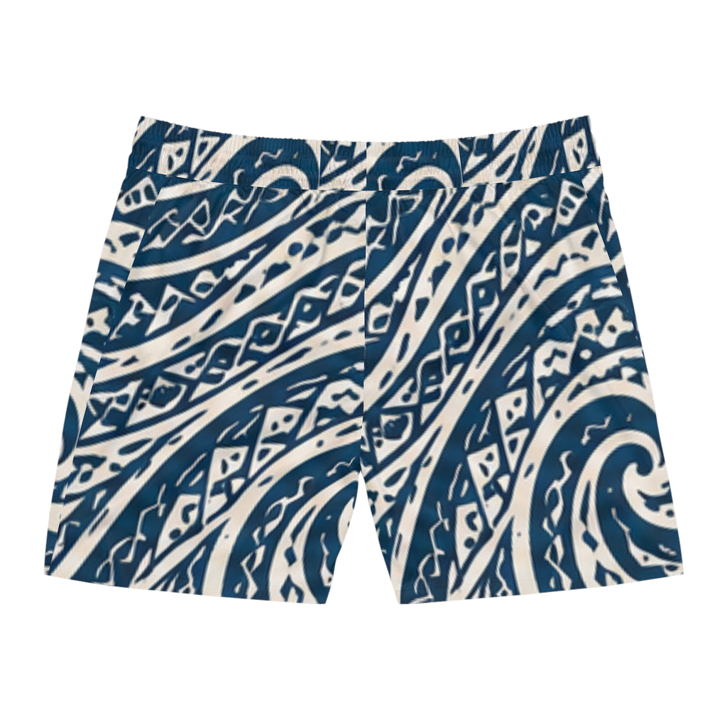 Ocean Wave Tribal Swim Shorts — Men's Mid-Length Beach Trunks
