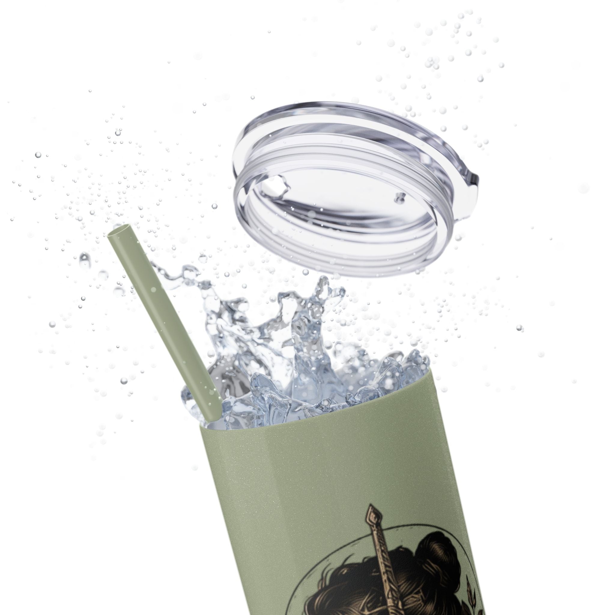20oz Skinny Tumbler — “Built With Grace, Made of Steel” Warrior Woman Design
