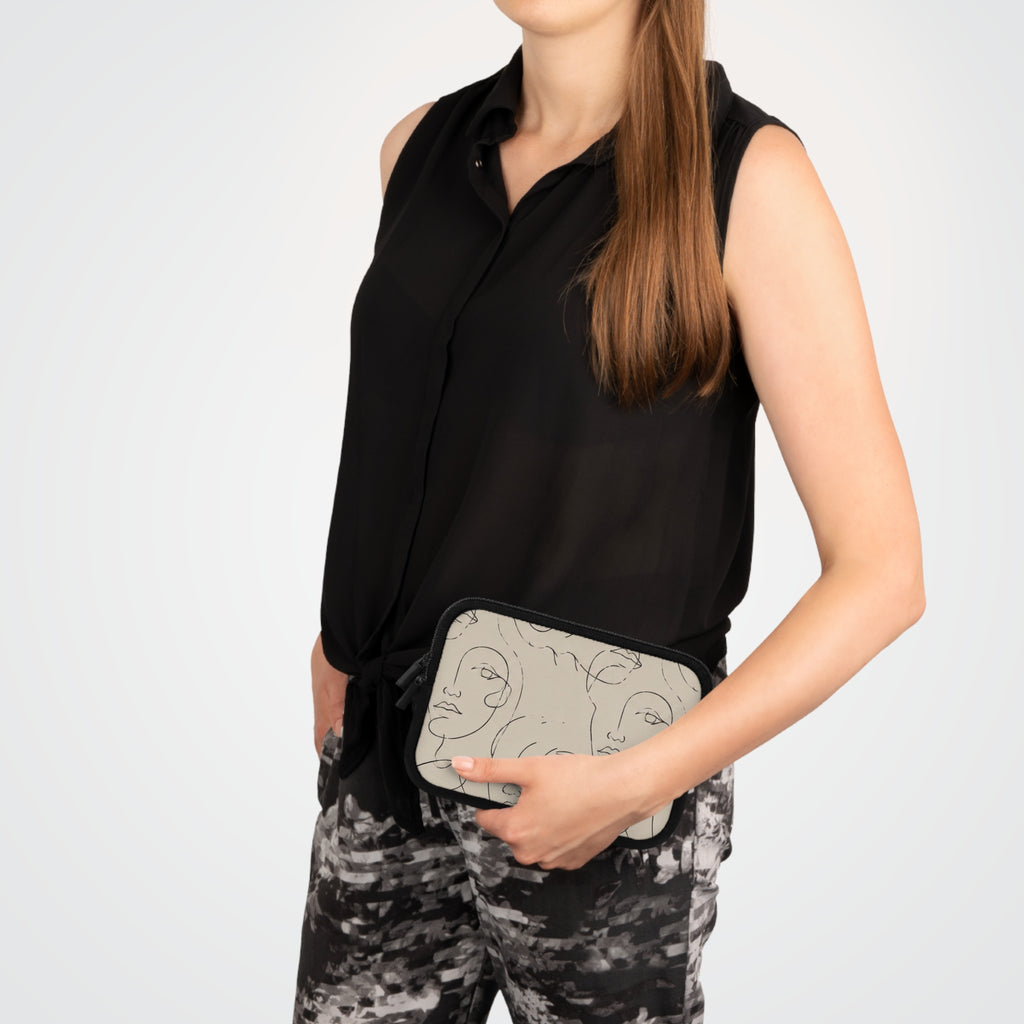 Abstract Line Art Faces Laptop Sleeve