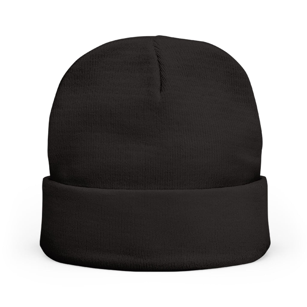 Embroidered Minimalist 'A' Knit Beanie – Black Cuffed Winter Hat