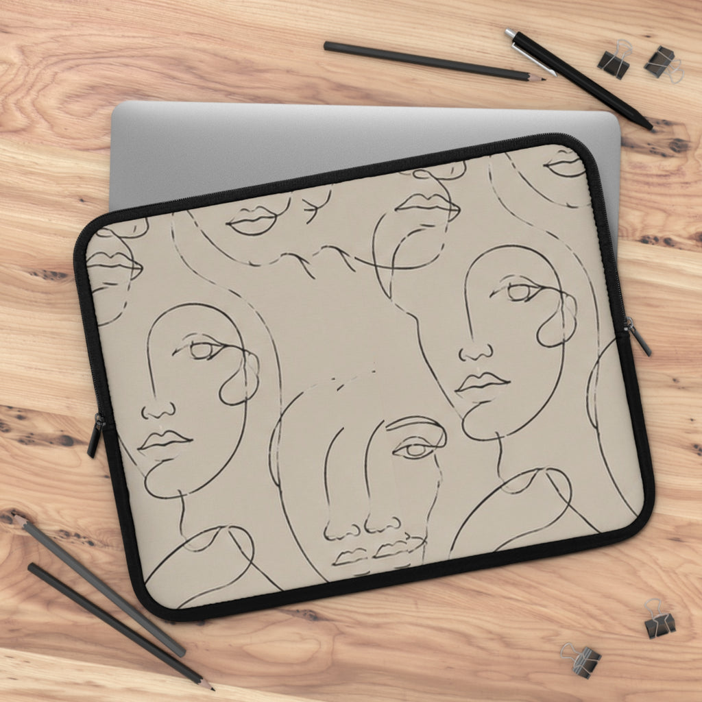 Abstract Line Art Faces Laptop Sleeve