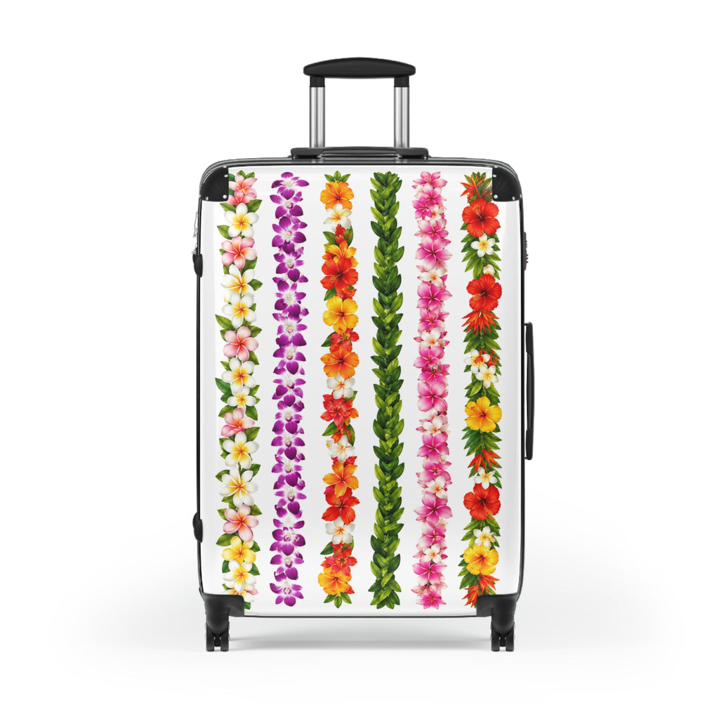 Hawaiian Lei Stripe Suitcase — Floral Travel Carry-On