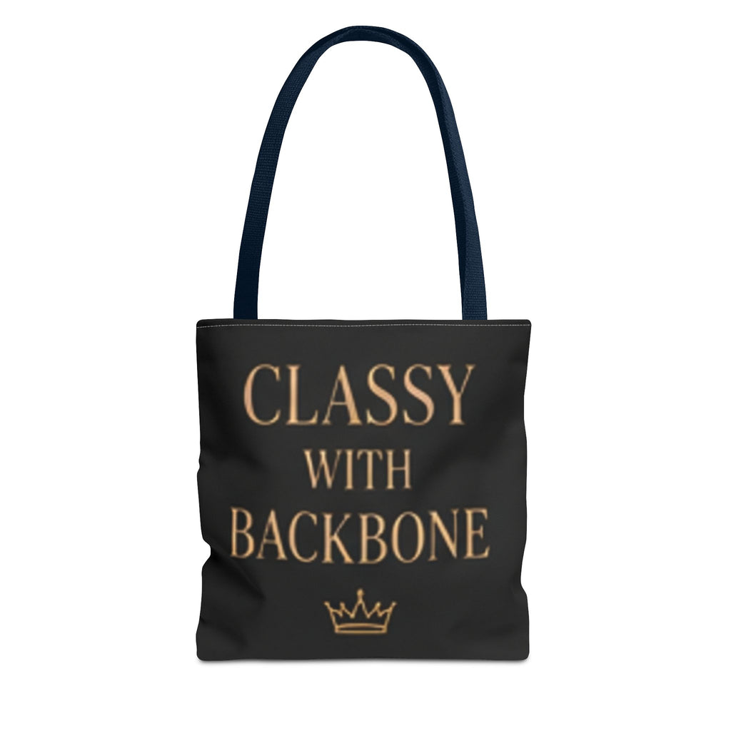 Classy With Backbone Tote Bag — Empowering Black & Gold Statement Tote