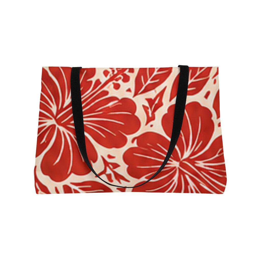 Weekender Tote Bag — Red Hibiscus Floral Beach Tote