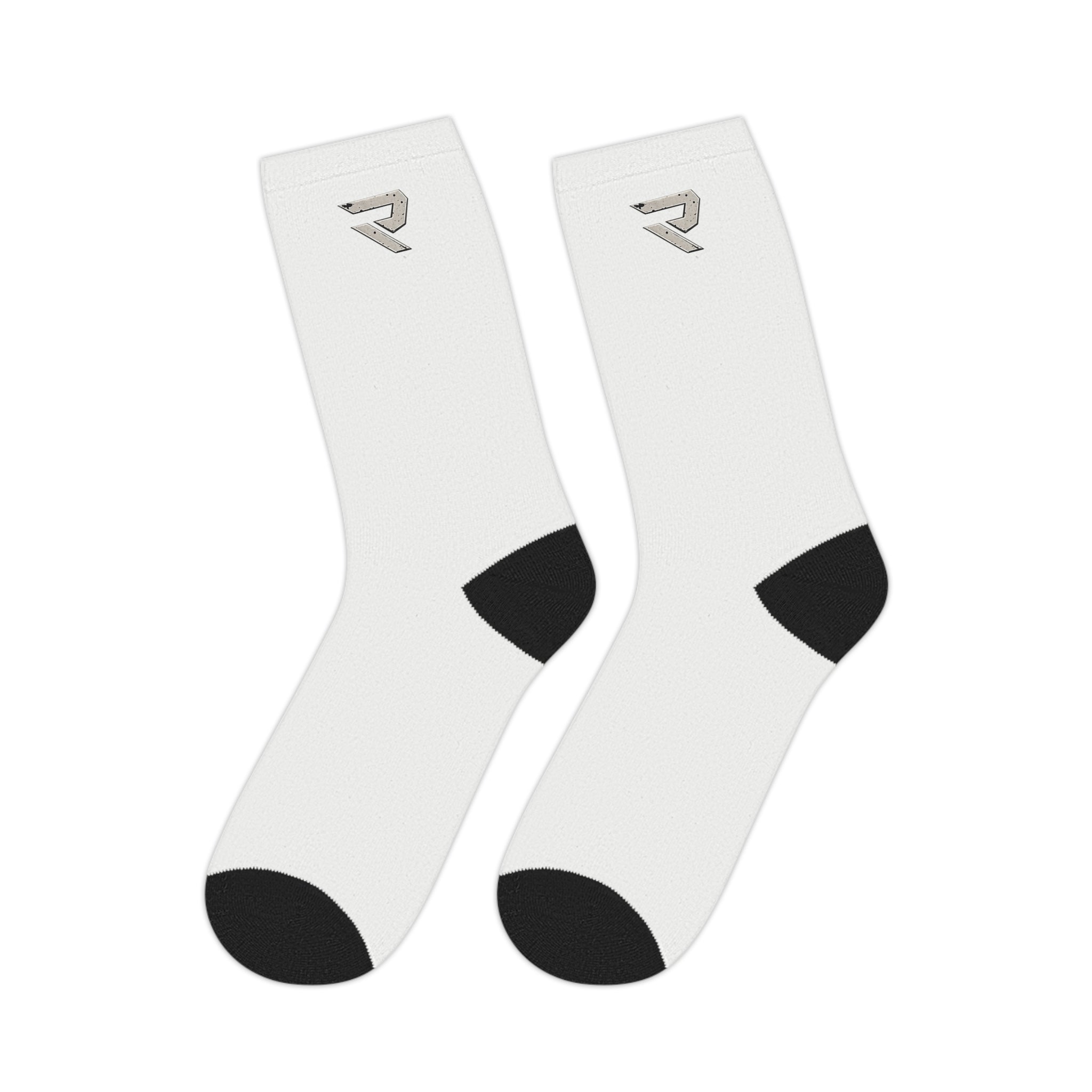 Relentless Symbol Mid-Length Socks — Athletic Crew Socks with Motivational Emblem