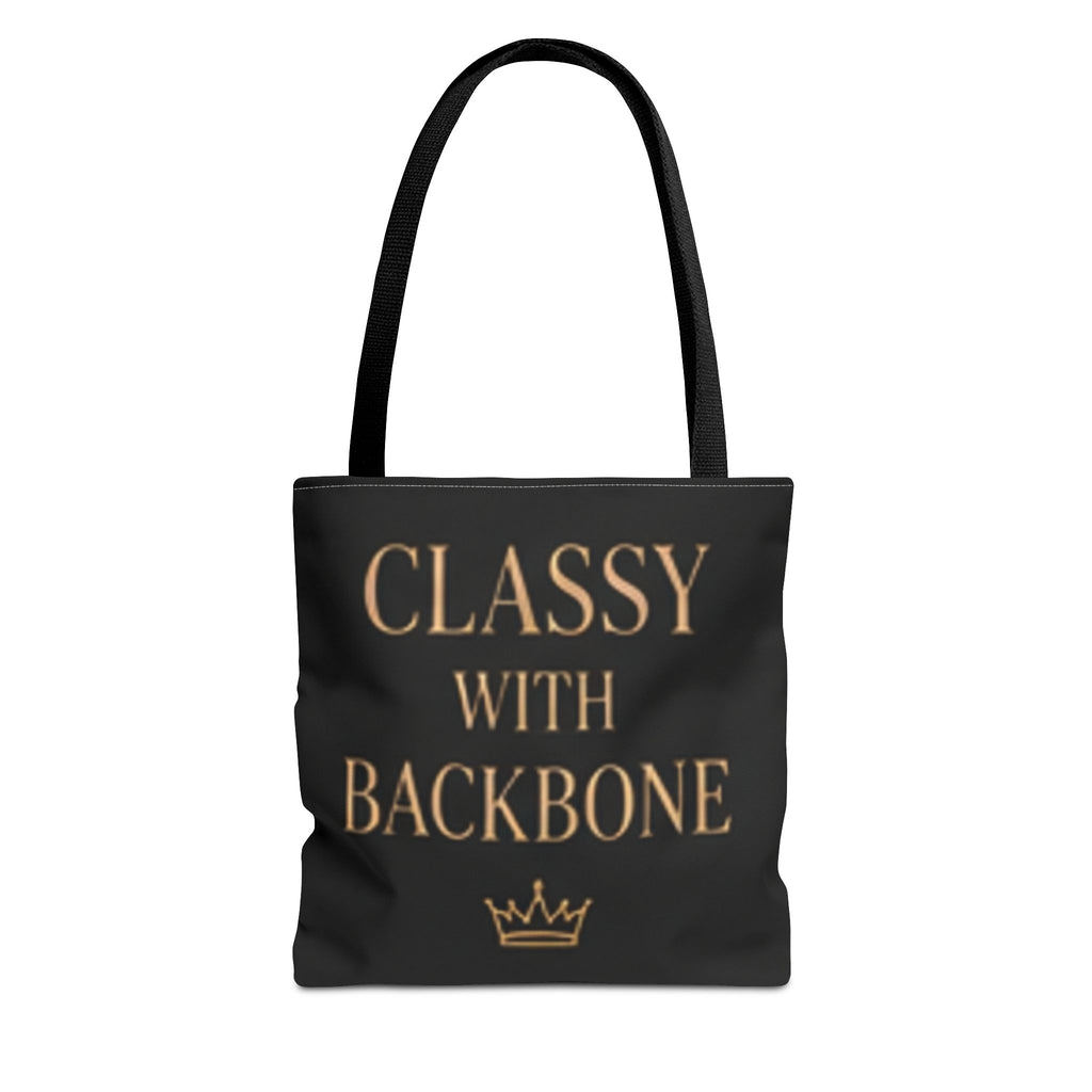 Classy With Backbone Tote Bag — Empowering Black & Gold Statement Tote