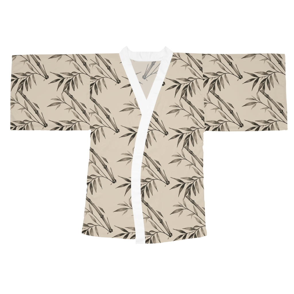 Beige Ink Bamboo Kimono Robe