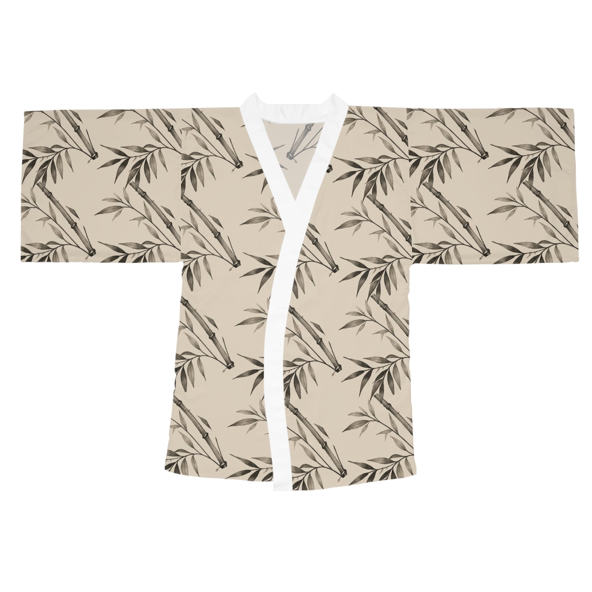 Beige Ink Bamboo Kimono Robe