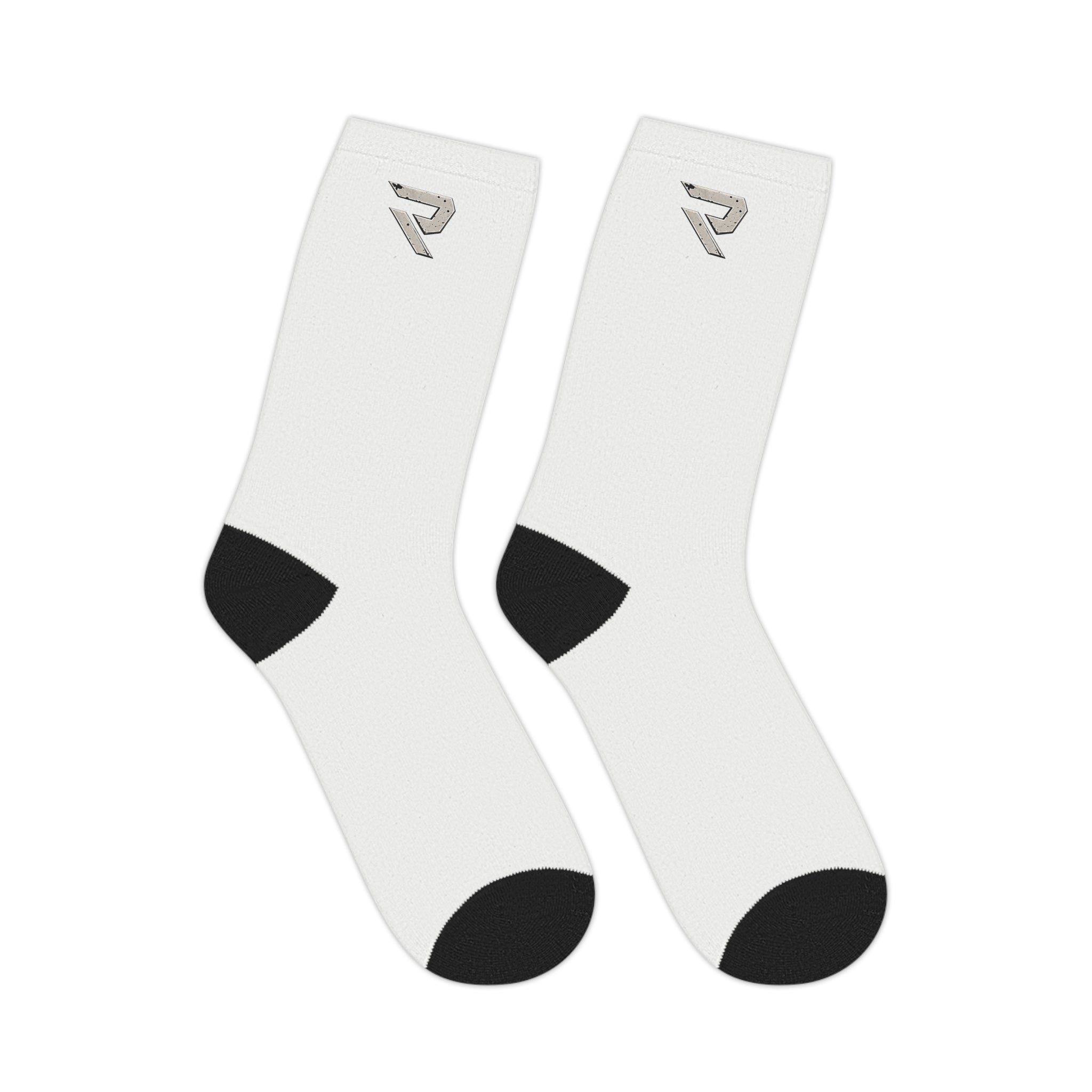 Relentless Symbol Mid-Length Socks — Athletic Crew Socks with Motivational Emblem