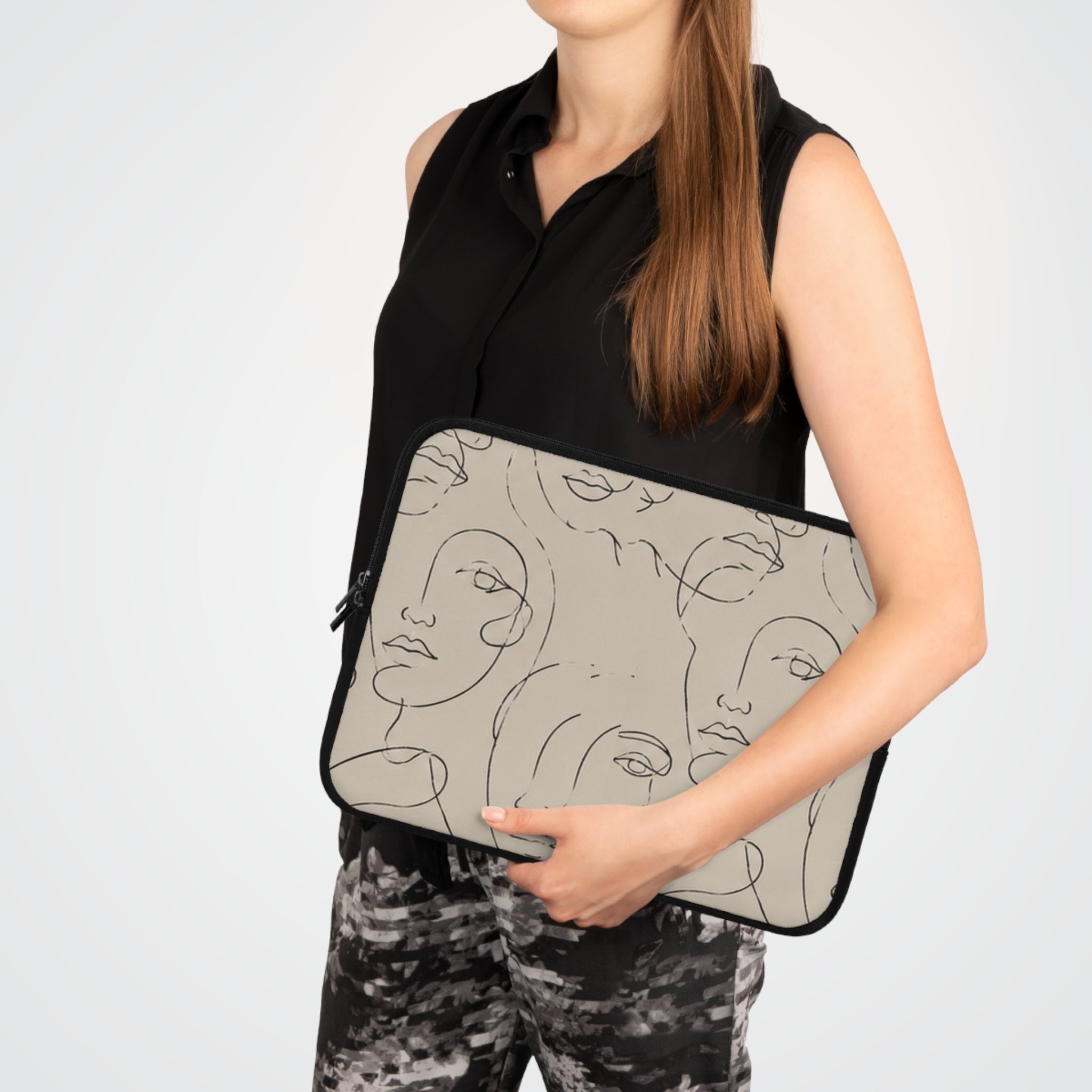Abstract Line Art Faces Laptop Sleeve