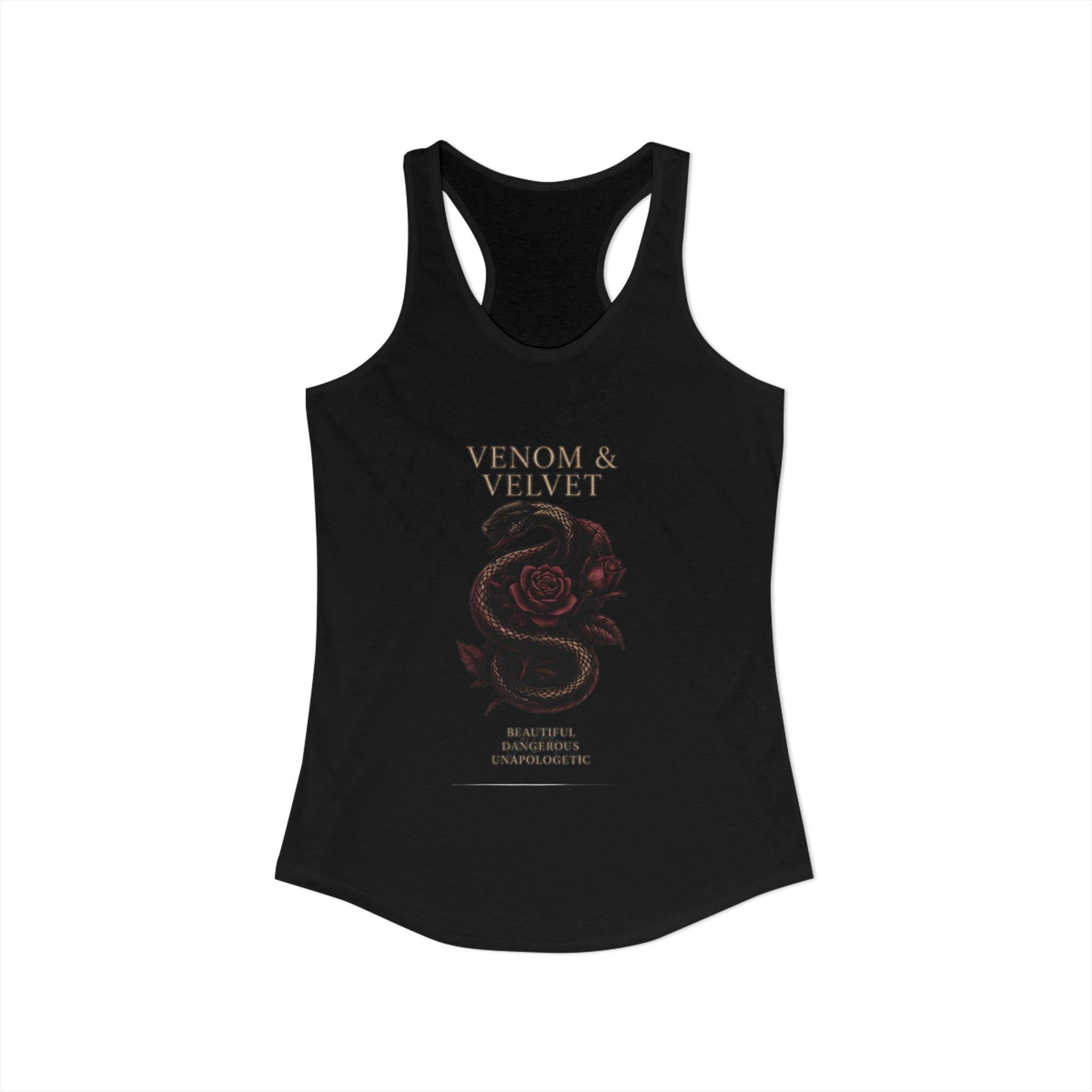 Venom & Rose Racerback Tank — Strong Feminine Floral Graphic