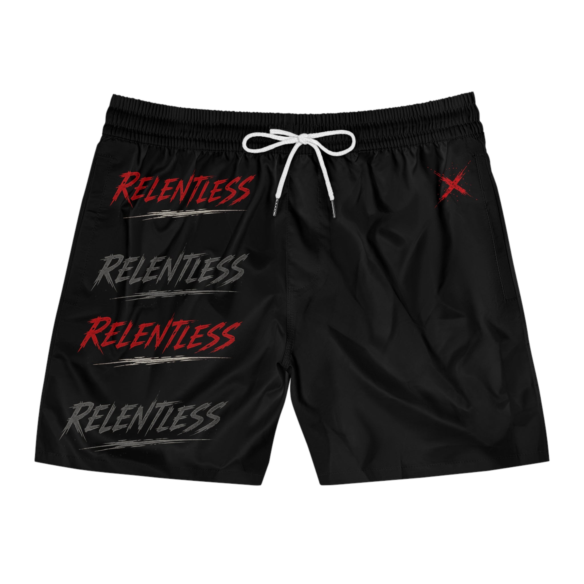 Relentless Swim Shorts — Men's Mid-Length Black Athletic Swim Trunks