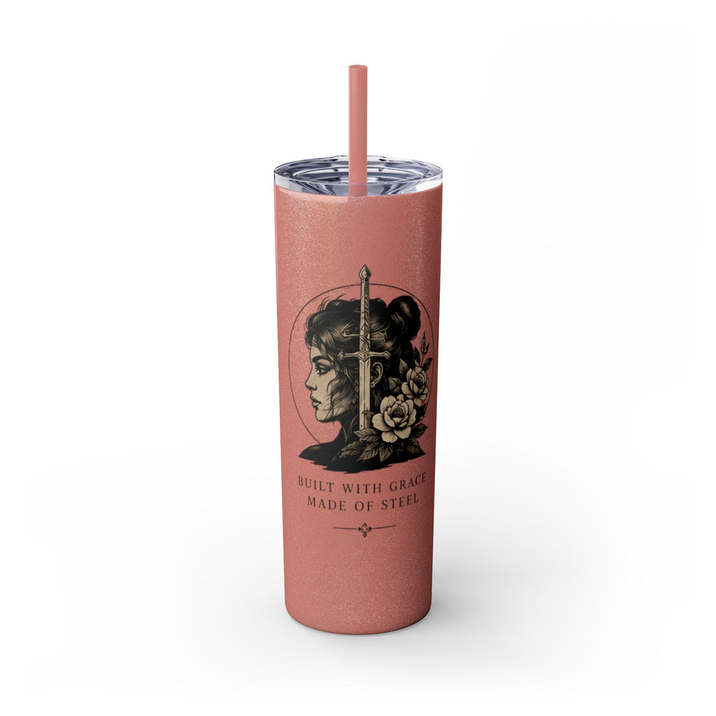 20oz Skinny Tumbler — “Built With Grace, Made of Steel” Warrior Woman Design