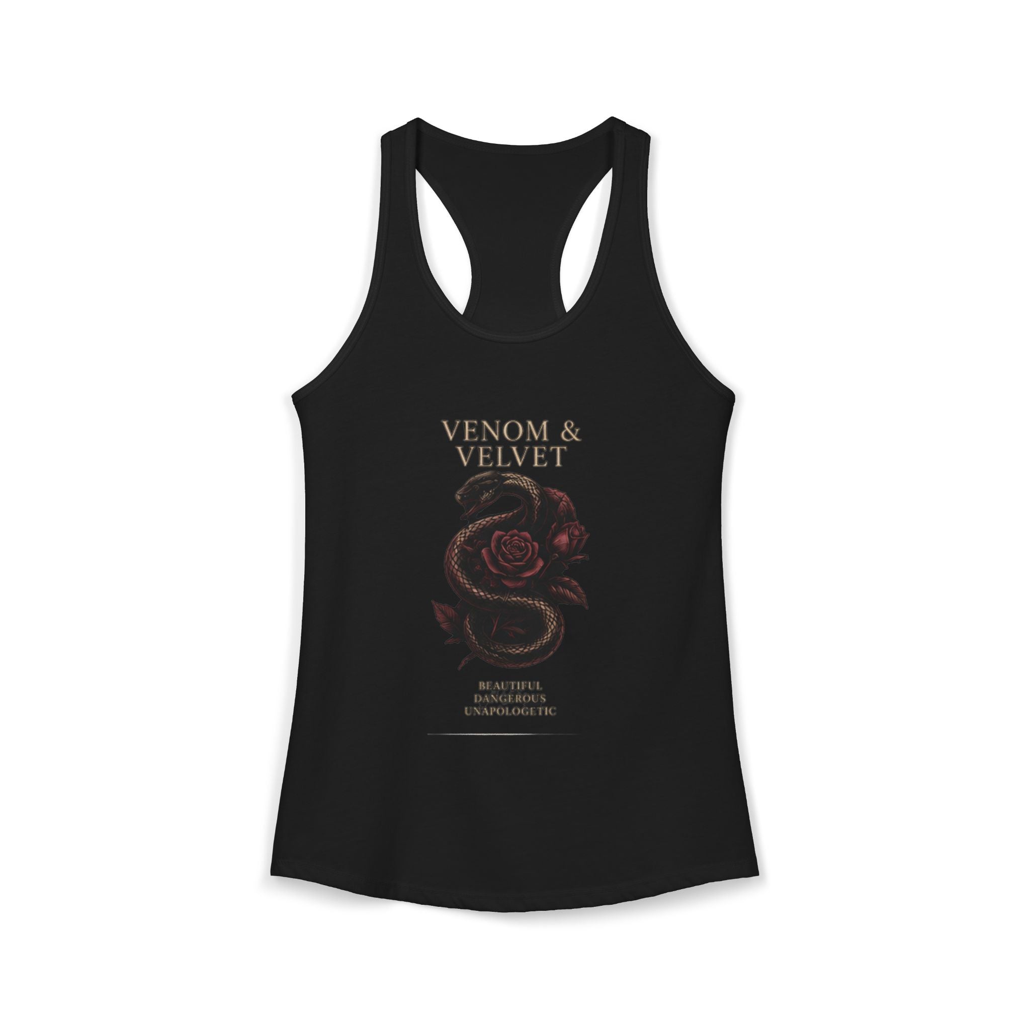 Venom & Rose Racerback Tank — Strong Feminine Floral Graphic