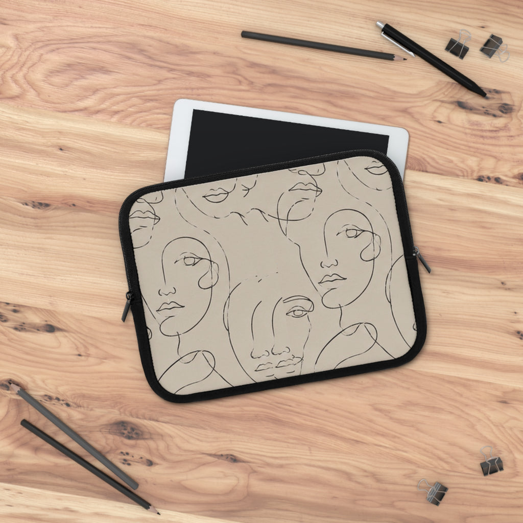 Abstract Line Art Faces Laptop Sleeve