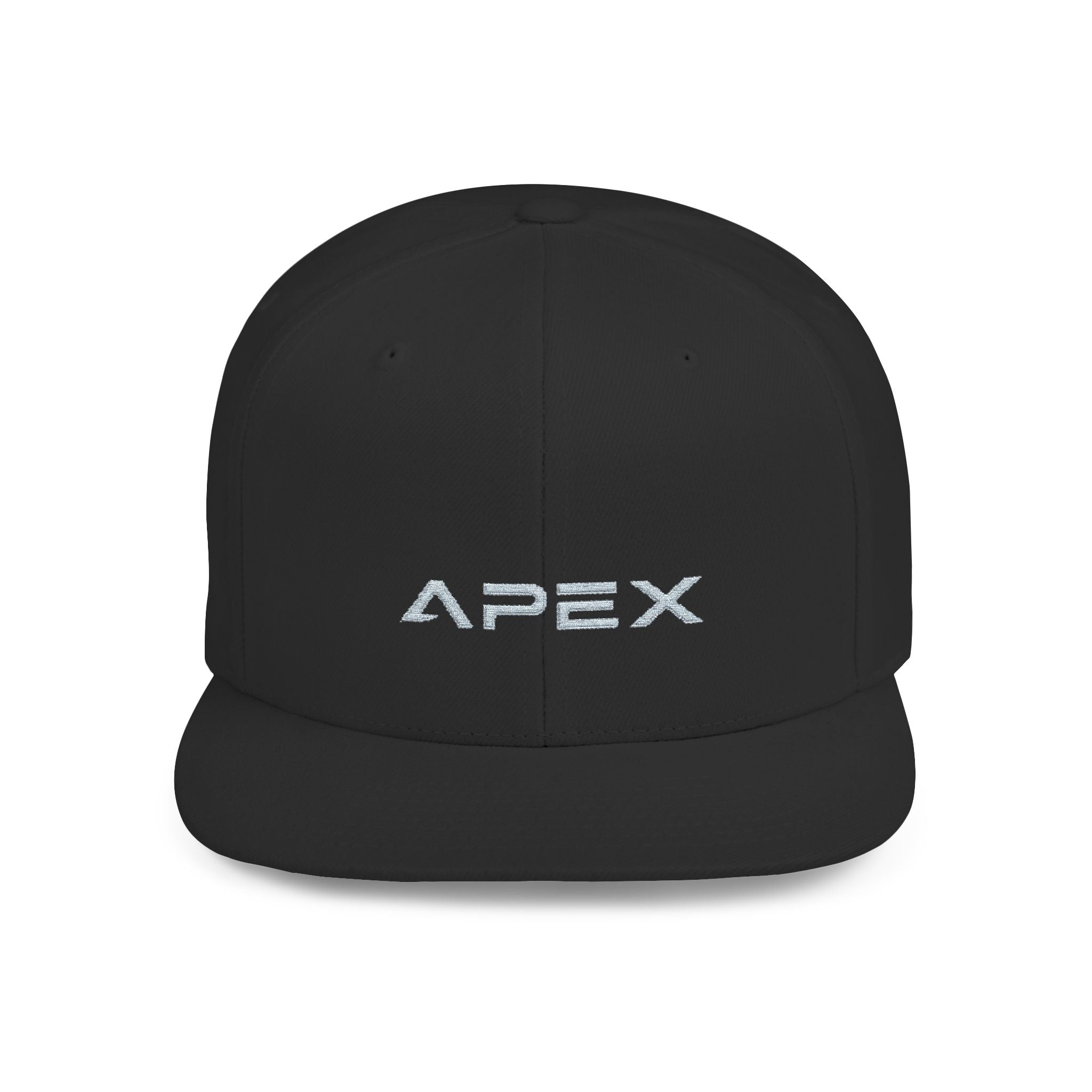 Apex Embroidered Flat Bill Snapback Hat — Stylish Black Streetwear Cap