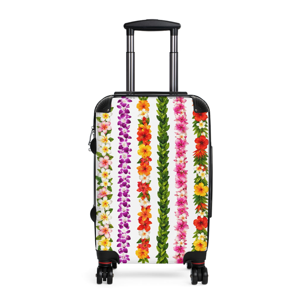 Hawaiian Lei Stripe Suitcase — Floral Travel Carry-On