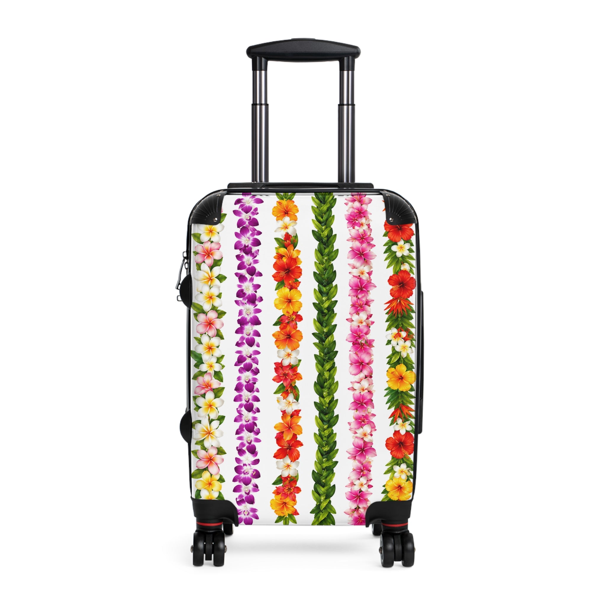 Hawaiian Lei Stripe Suitcase — Floral Travel Carry-On