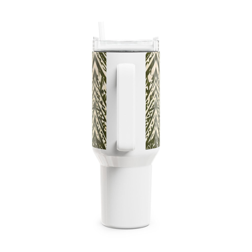 40oz Floral Roots Tumbler — “Deep Roots, Endless Growth” Mauna tribal design Travel Mug