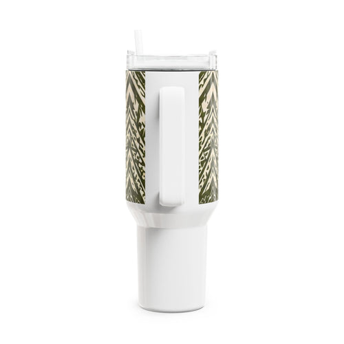 40oz Floral Roots Tumbler — “Deep Roots, Endless Growth” Mauna tribal design Travel Mug