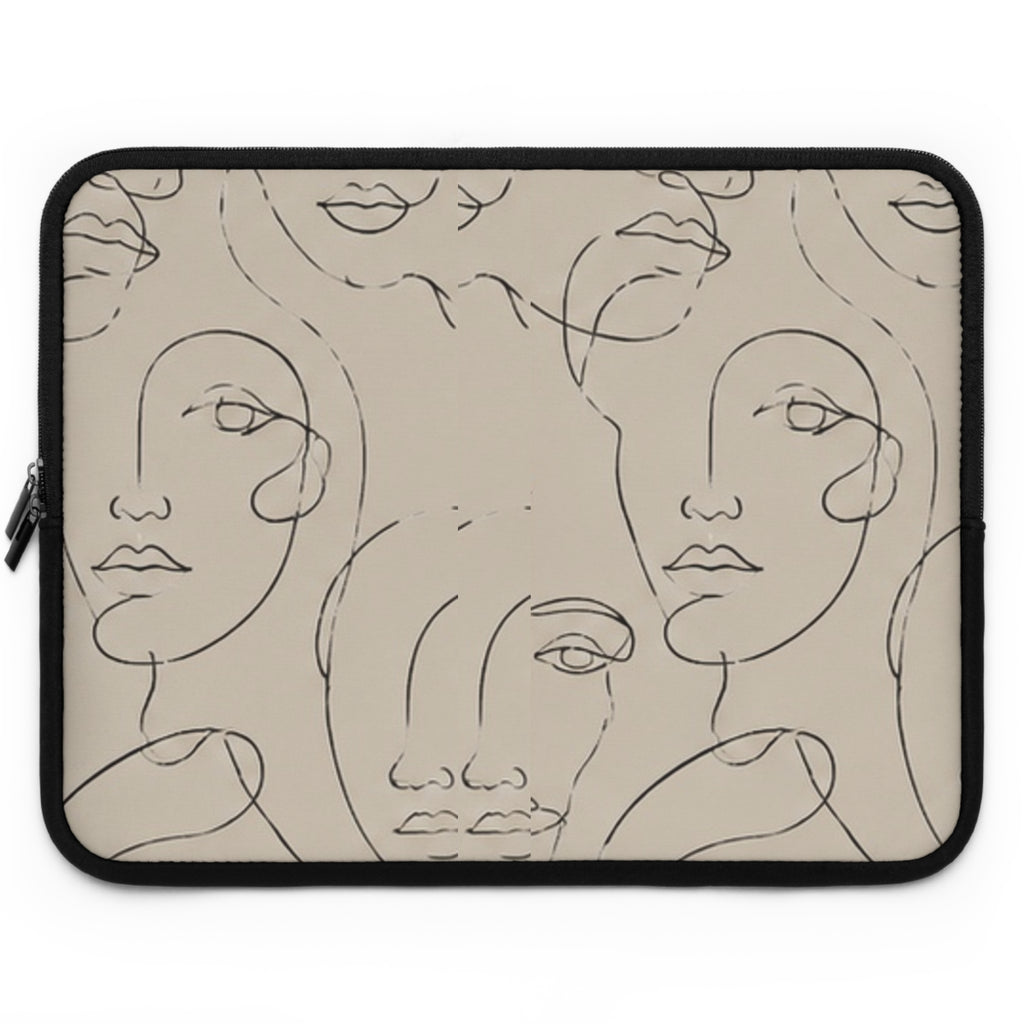 Abstract Line Art Faces Laptop Sleeve