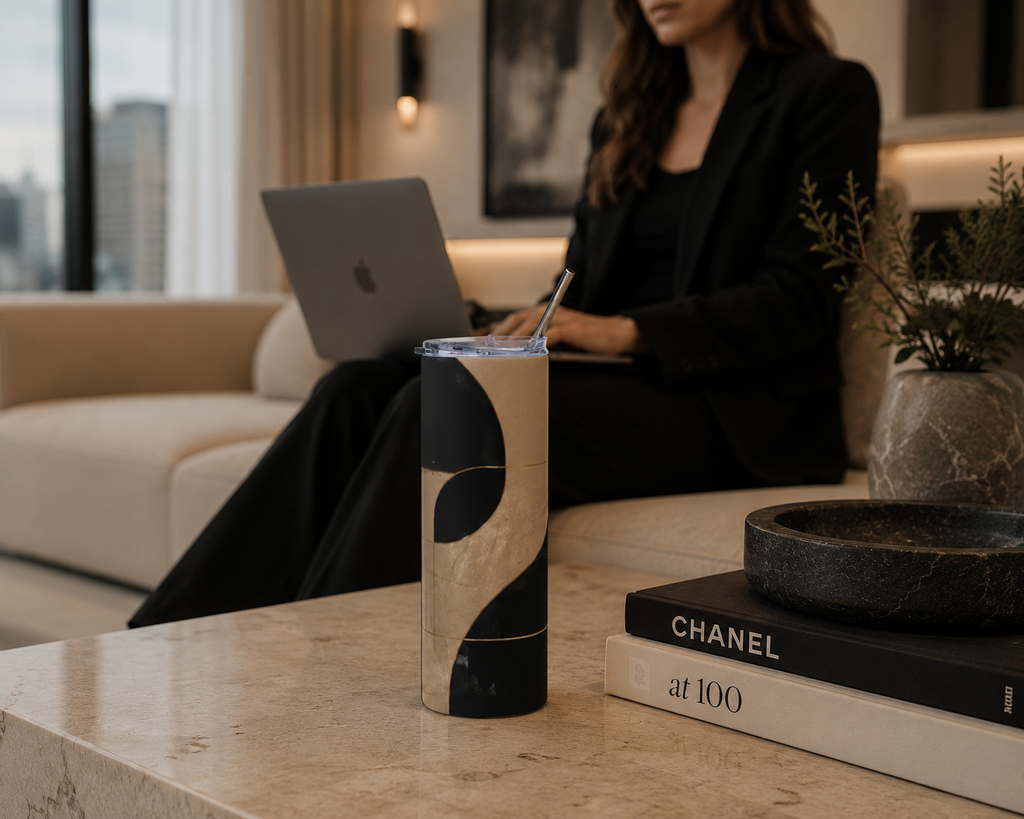 Geometric Minimal Luxury Stainless Steel Tumbler — 20oz