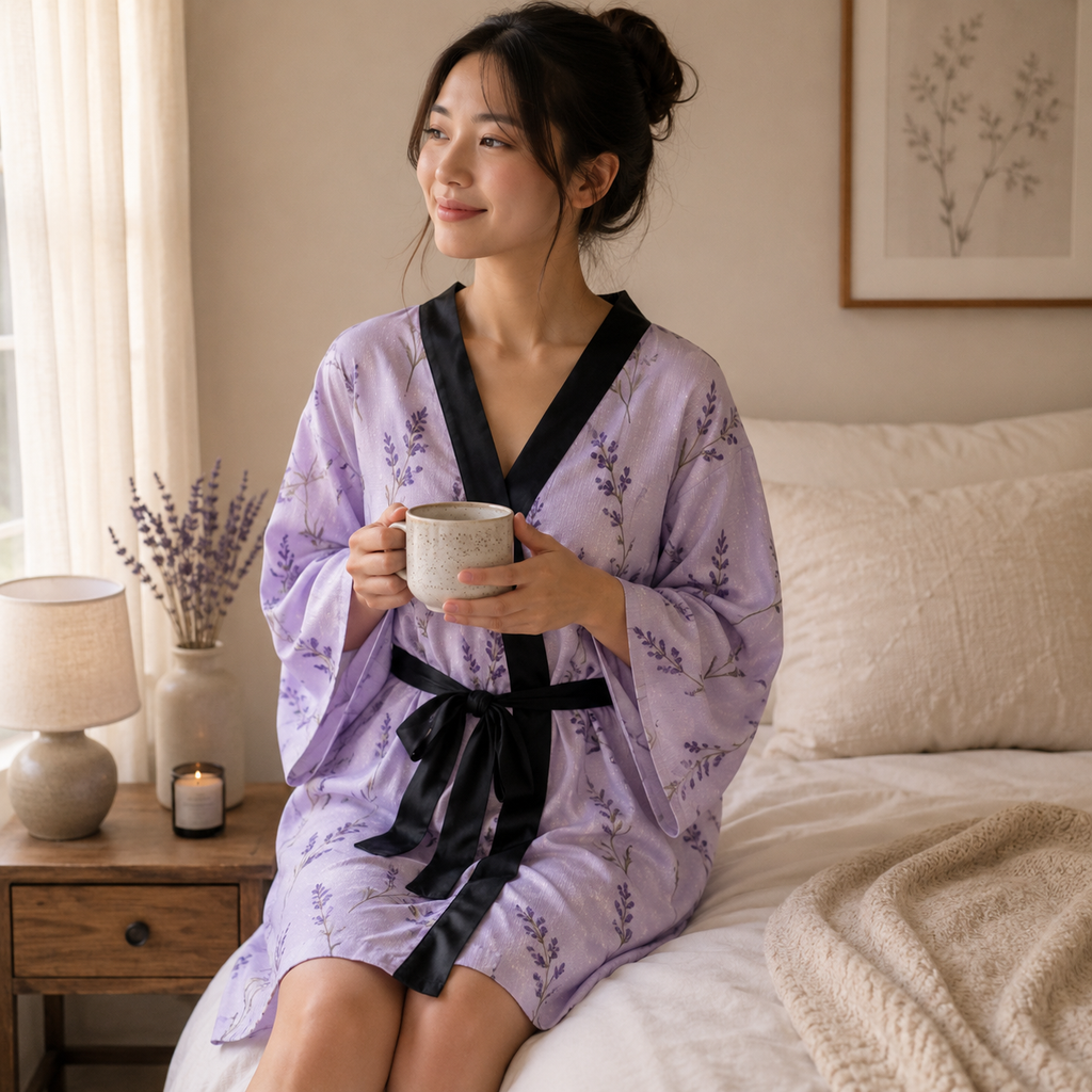 Lavender Sprig Kimono Robe
