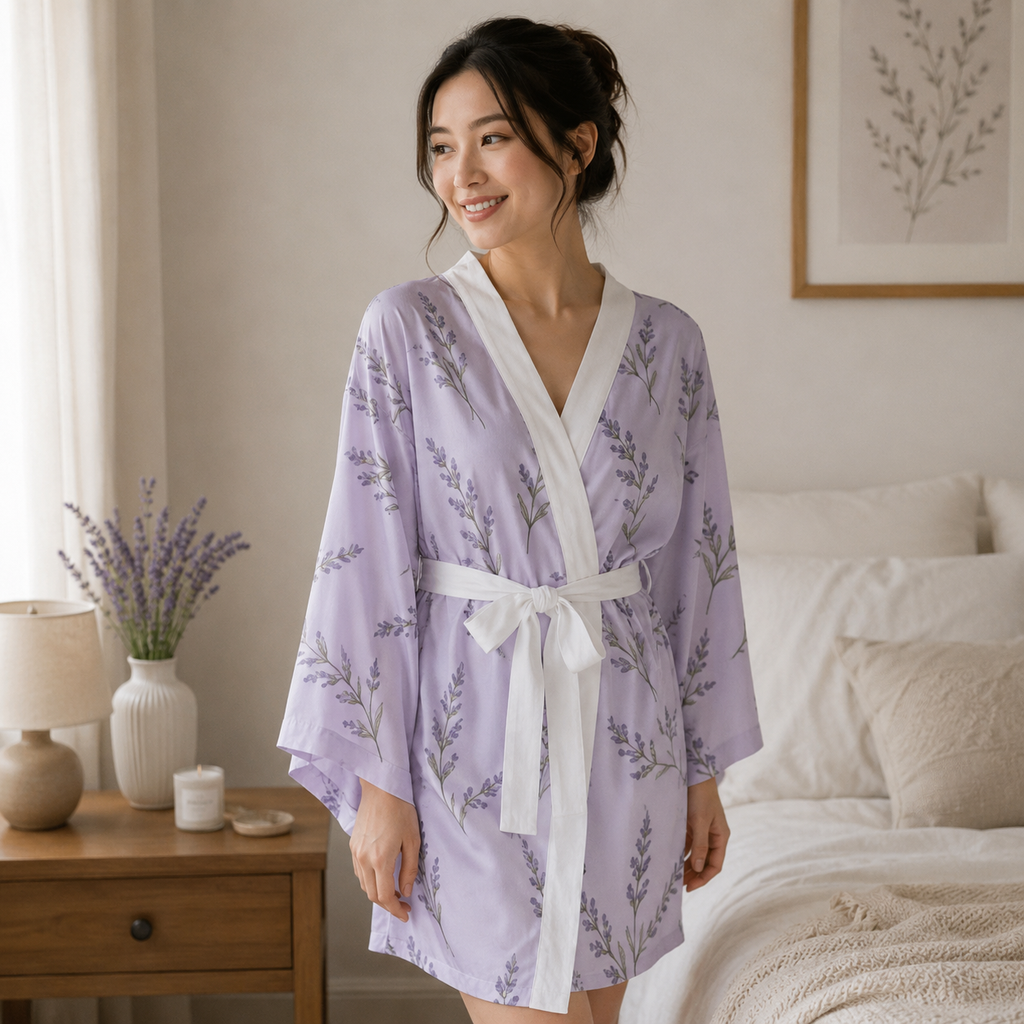 Lavender Sprig Kimono Robe