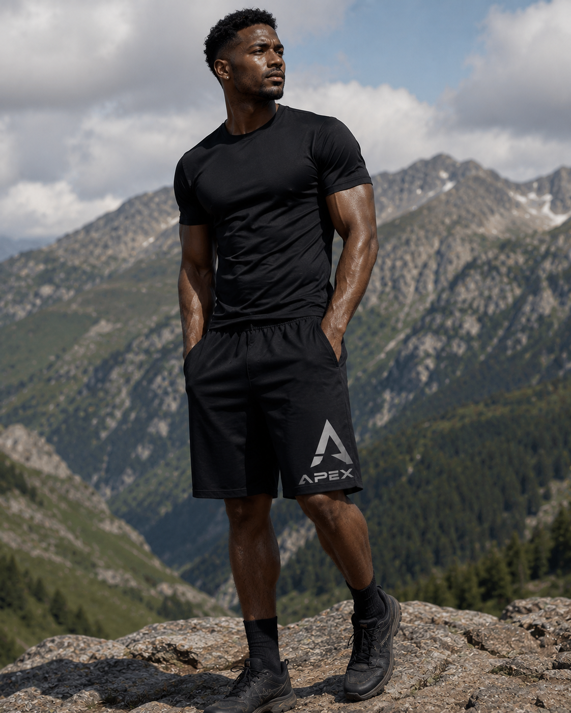 Apex Performance Jogger Shorts — Men's Black Athletic Training Shorts