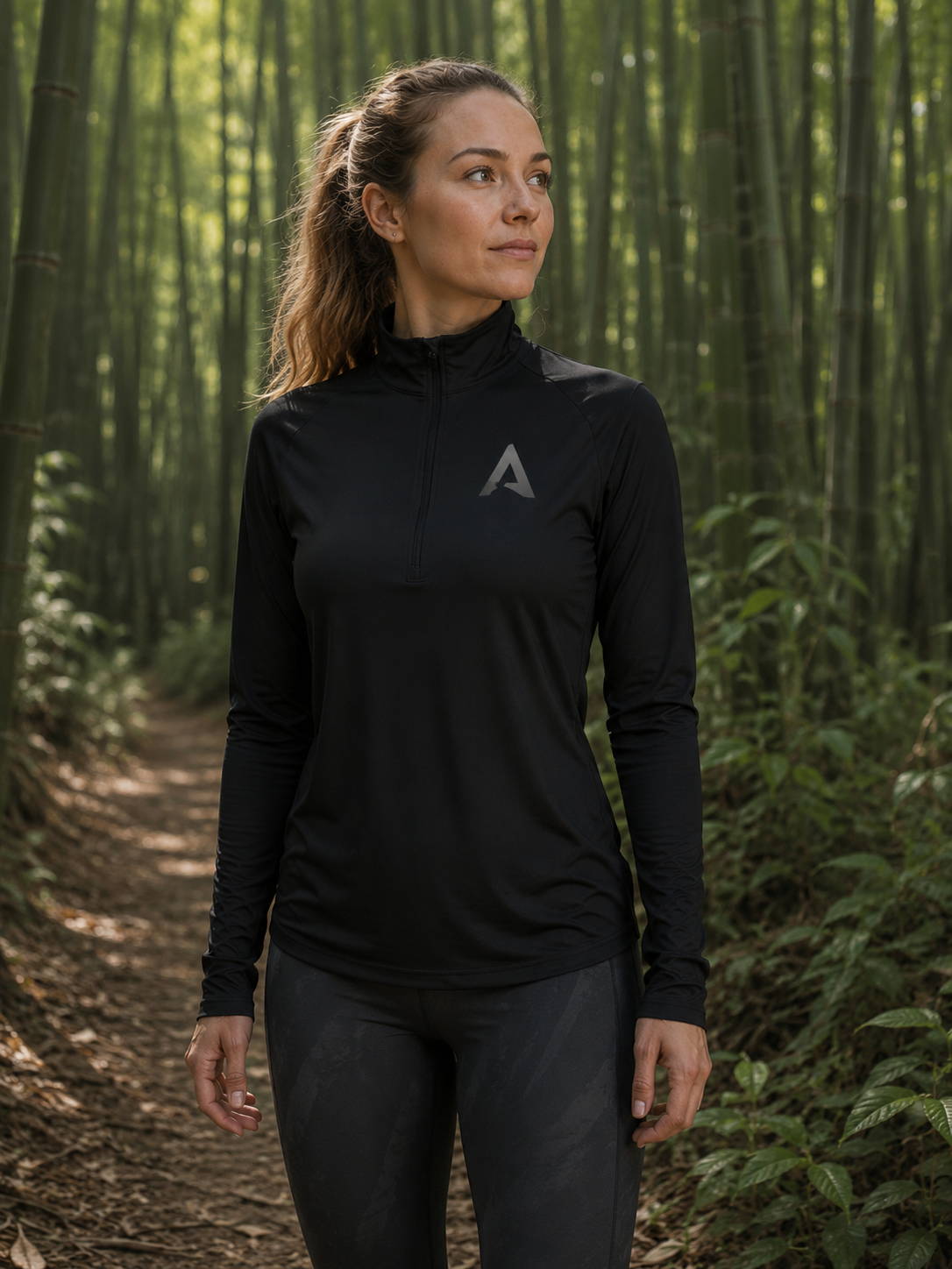Ladies Quarter-Zip Pullover — Apex Reflective Logo Performance Top