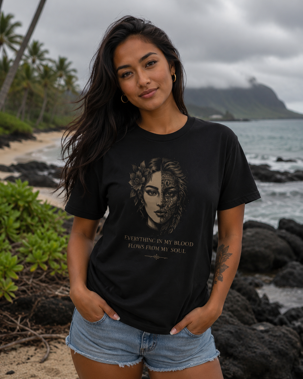 T-Shirt — "Tradition in My Blood, Power in My Soul" Vintage Goddess Graphic Tee