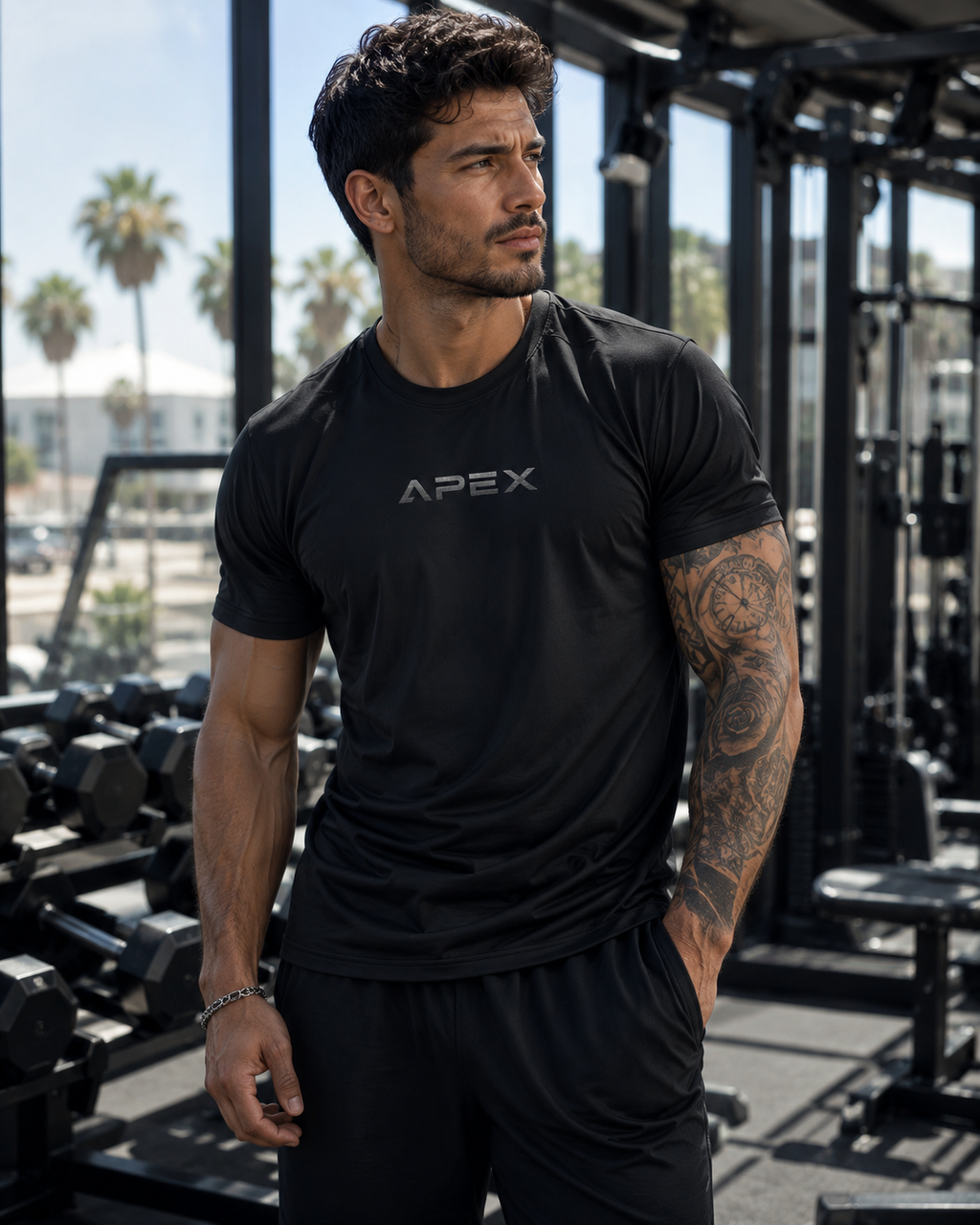 Apex Performance Sports Jersey — Men's Black Athletic Tee